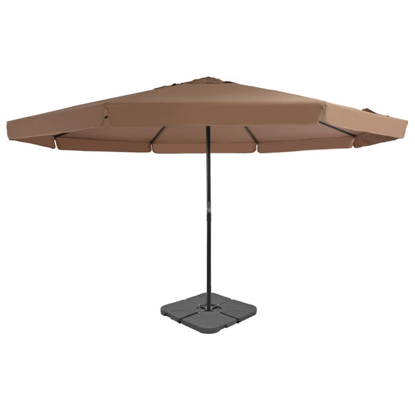 Guarda-sol de jardim com base portátil cinzento-acastanhado