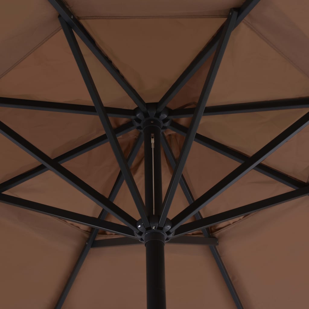 Guarda-sol de jardim com base portátil cinzento-acastanhado