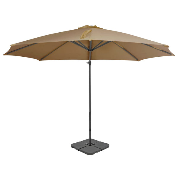 Guarda-sol de jardim com base portátil cinzento-acastanhado