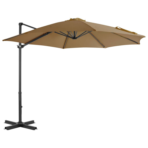 Guarda-sol de jardim com base portátil cinzento-acastanhado