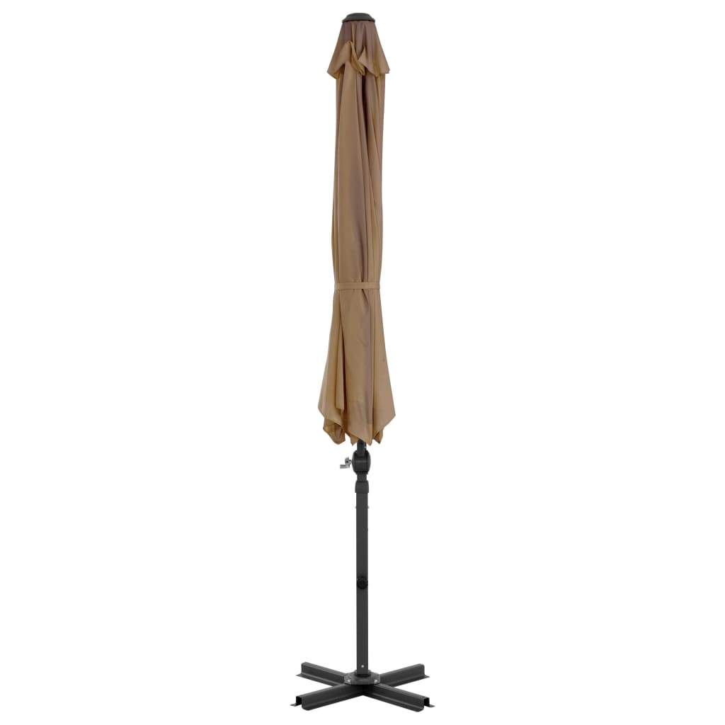 Guarda-sol de jardim com base portátil cinzento-acastanhado