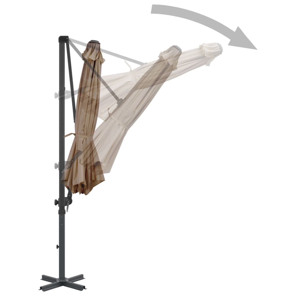 Guarda-sol de jardim com base portátil cinzento-acastanhado