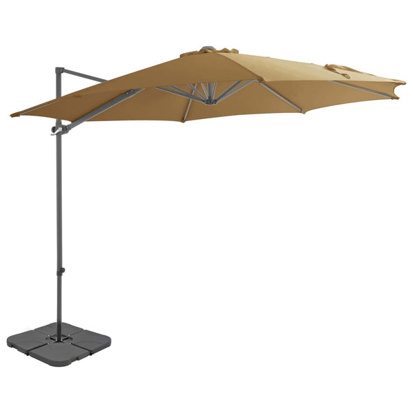 Guarda-sol de jardim com base portátil cinzento-acastanhado