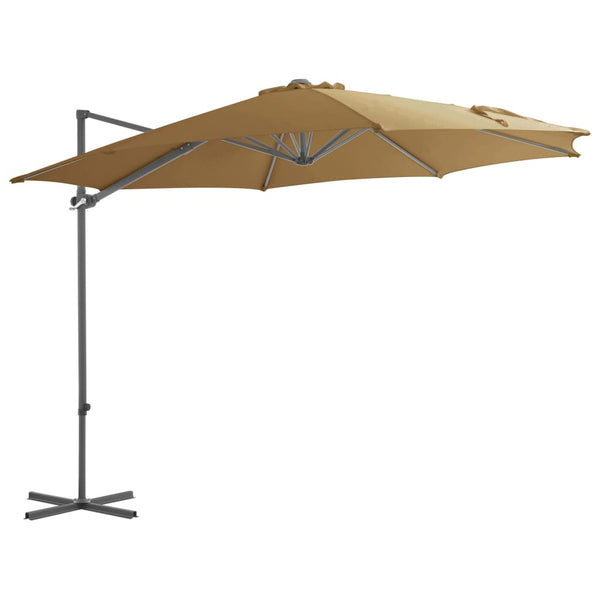 Guarda-sol de jardim com base portátil cinzento-acastanhado
