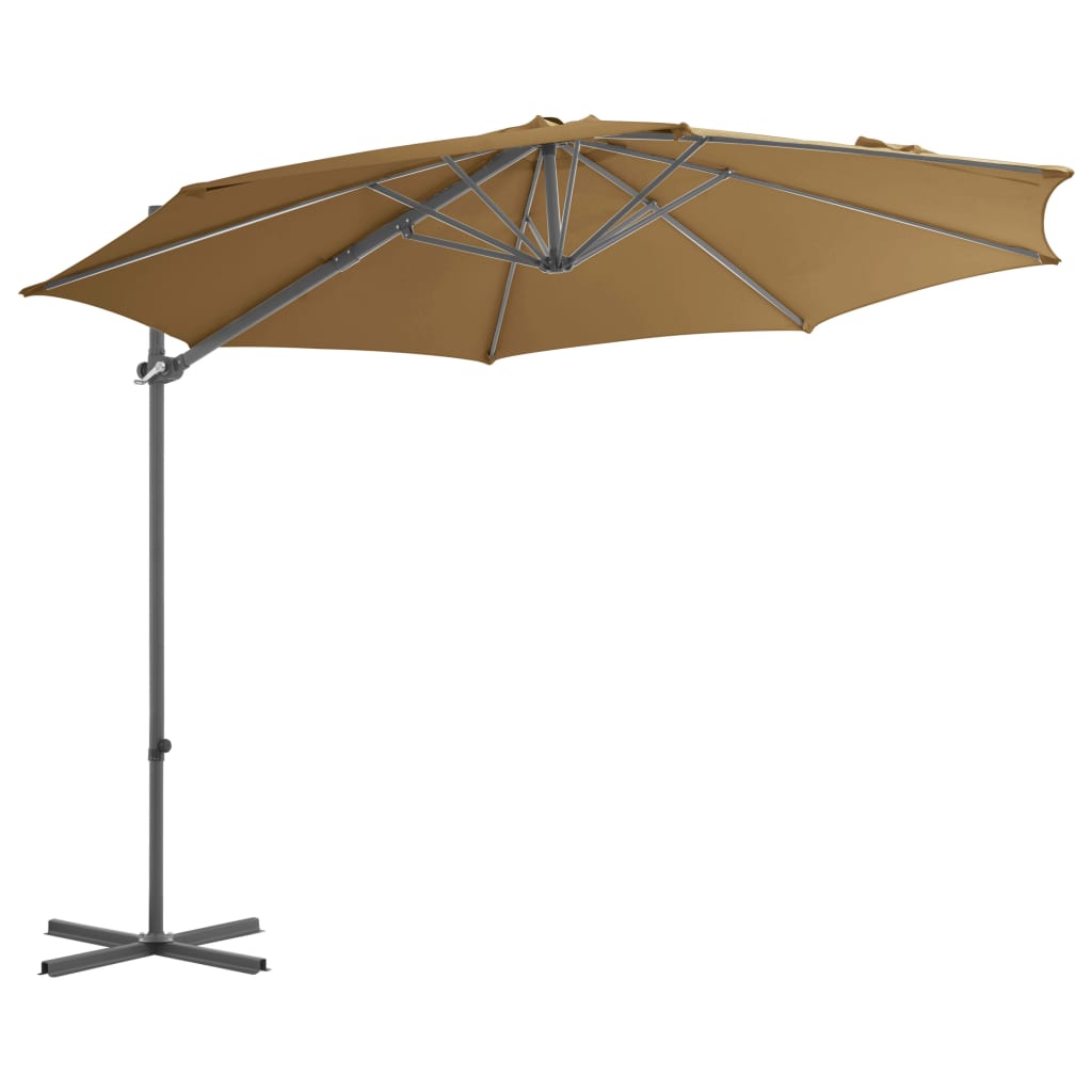 Guarda-sol de jardim com base portátil cinzento-acastanhado