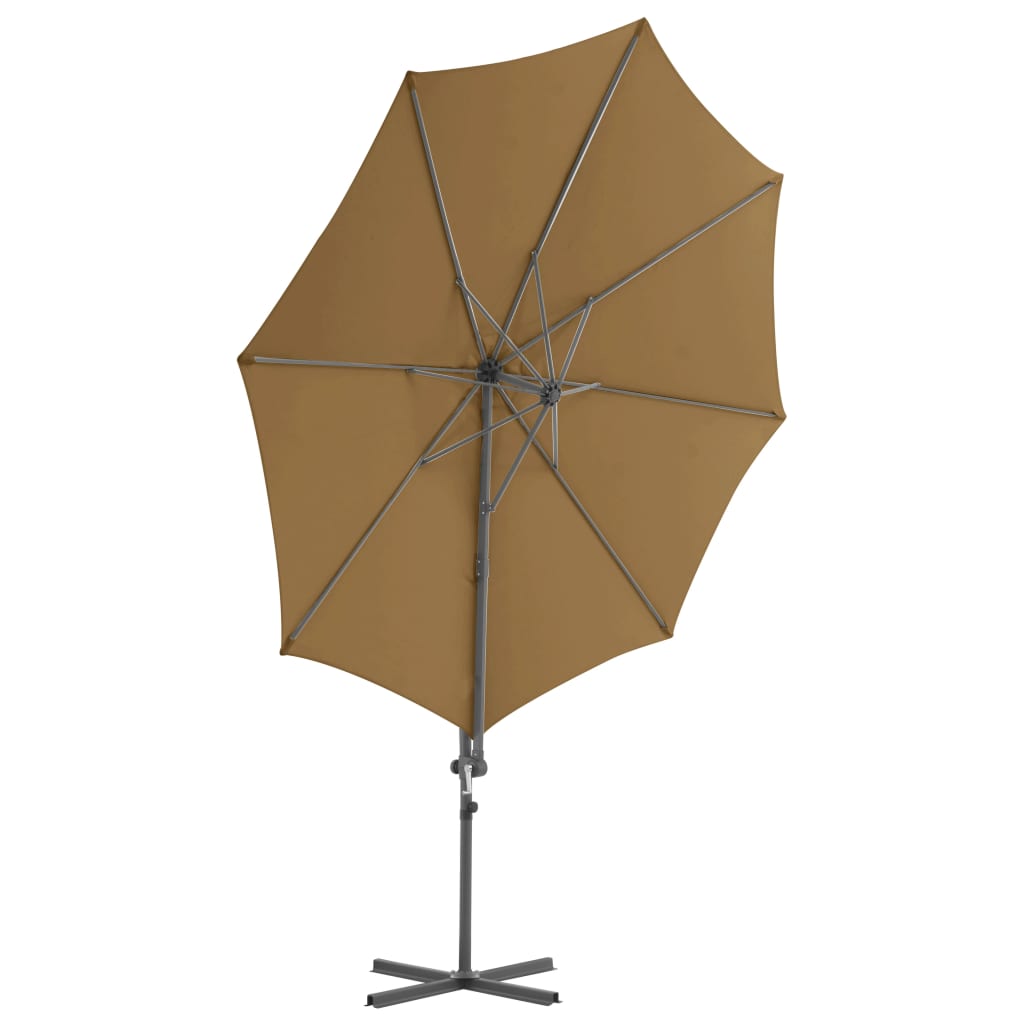 Guarda-sol de jardim com base portátil cinzento-acastanhado