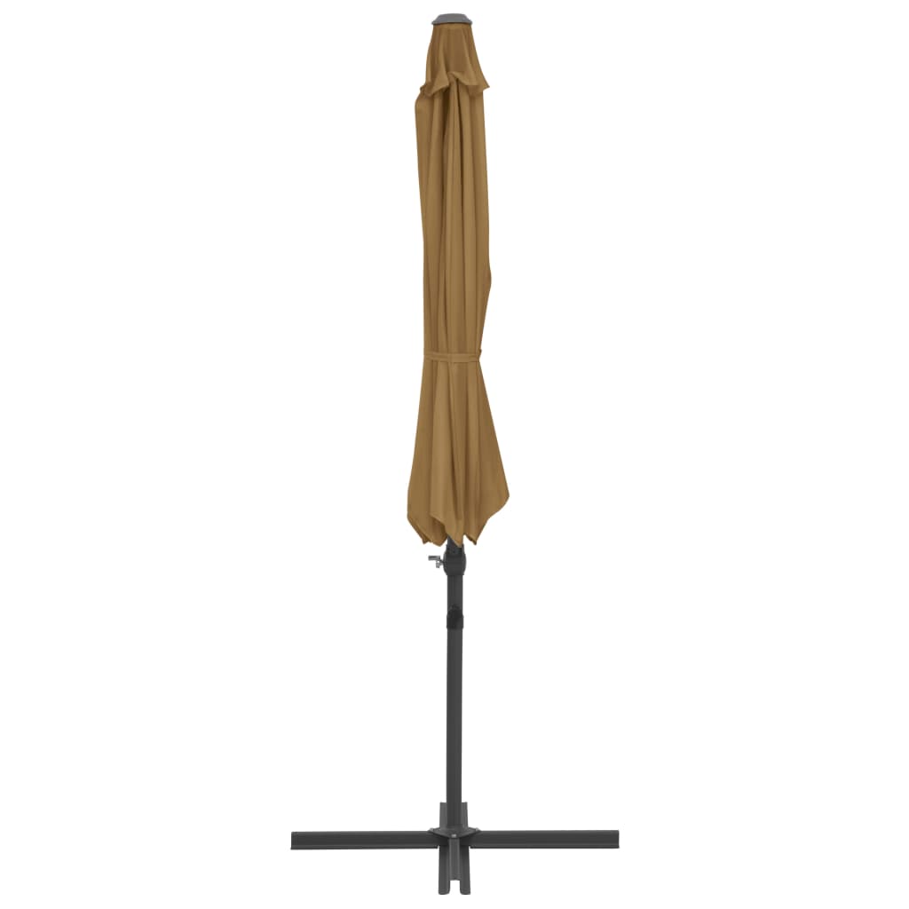 Guarda-sol de jardim com base portátil cinzento-acastanhado