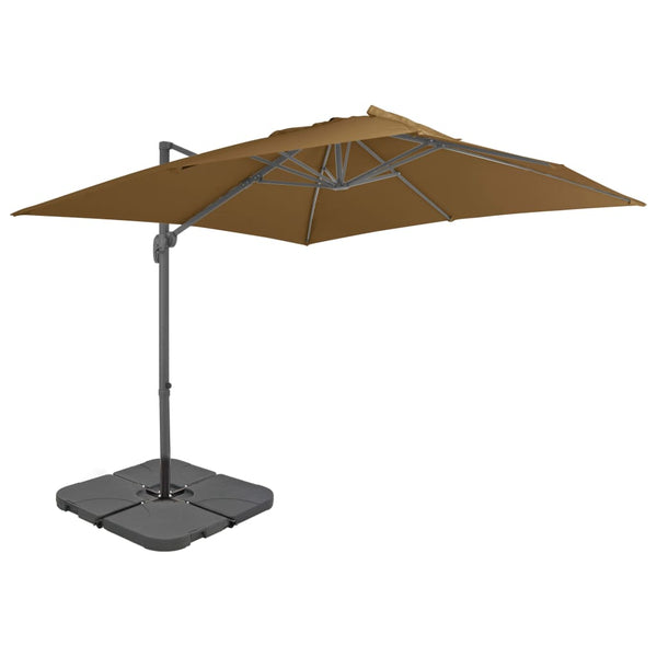Guarda-sol de jardim com base portátil cinzento-acastanhado