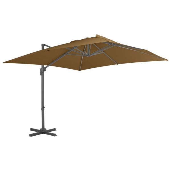Guarda-sol de jardim com base portátil cinzento-acastanhado