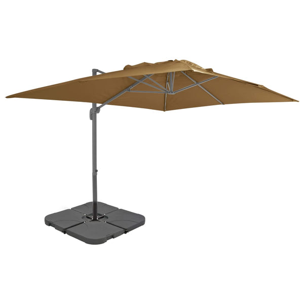 Guarda-sol de jardim com base portátil cinzento-acastanhado