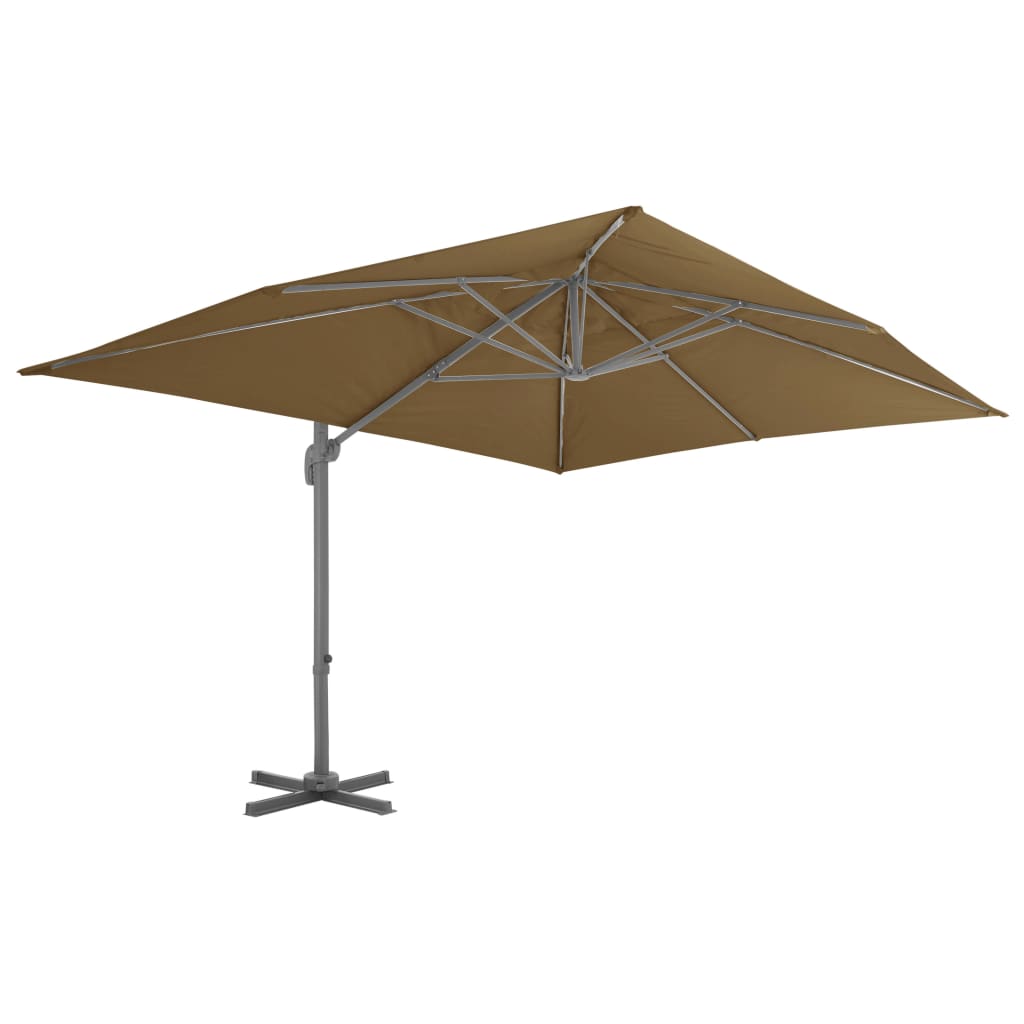 Guarda-sol de jardim com base portátil cinzento-acastanhado