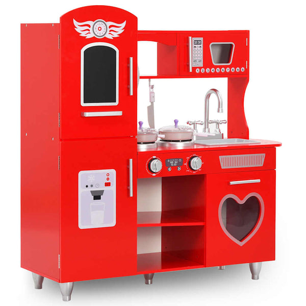 Cozinha de brincar para crianças MDF 84x31x89 cm vermelho