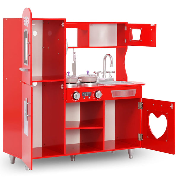 Cozinha de brincar para crianças MDF 84x31x89 cm vermelho