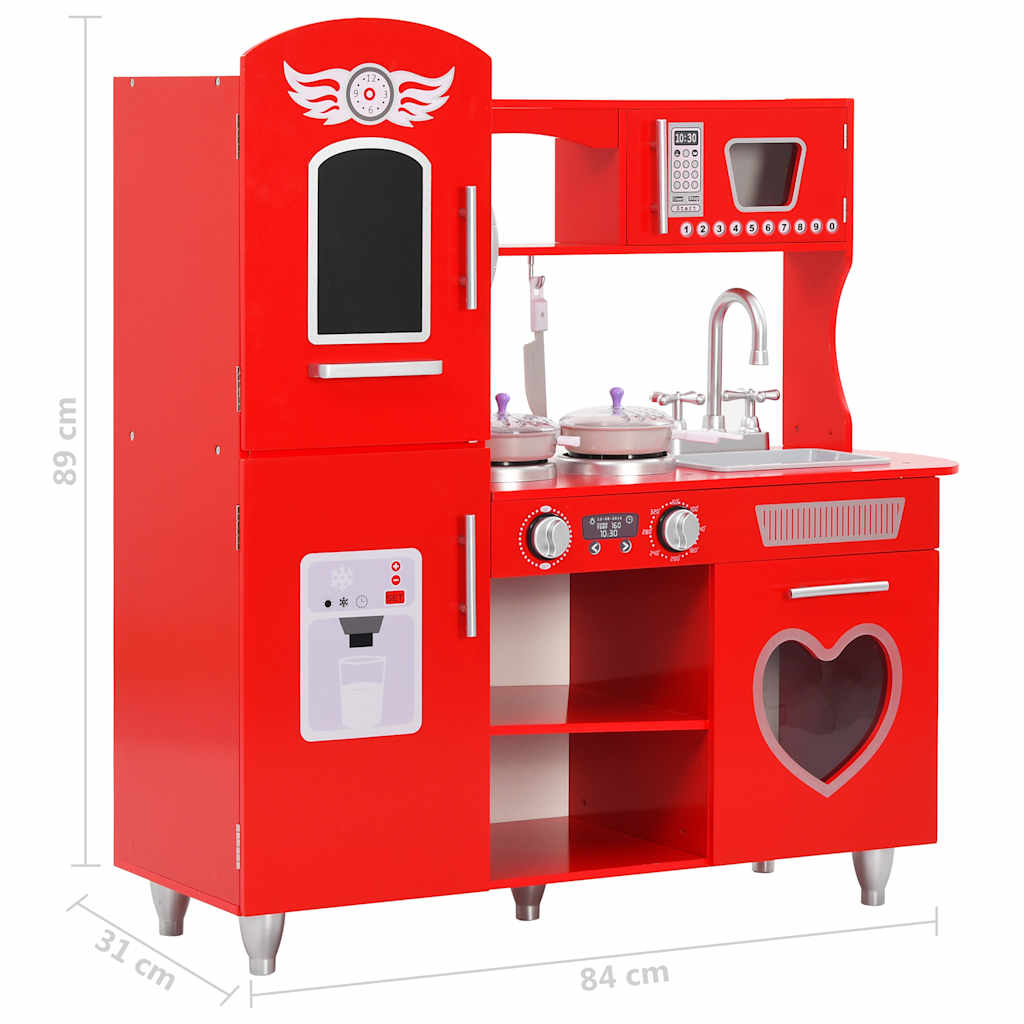 Cozinha de brincar para crianças MDF 84x31x89 cm vermelho