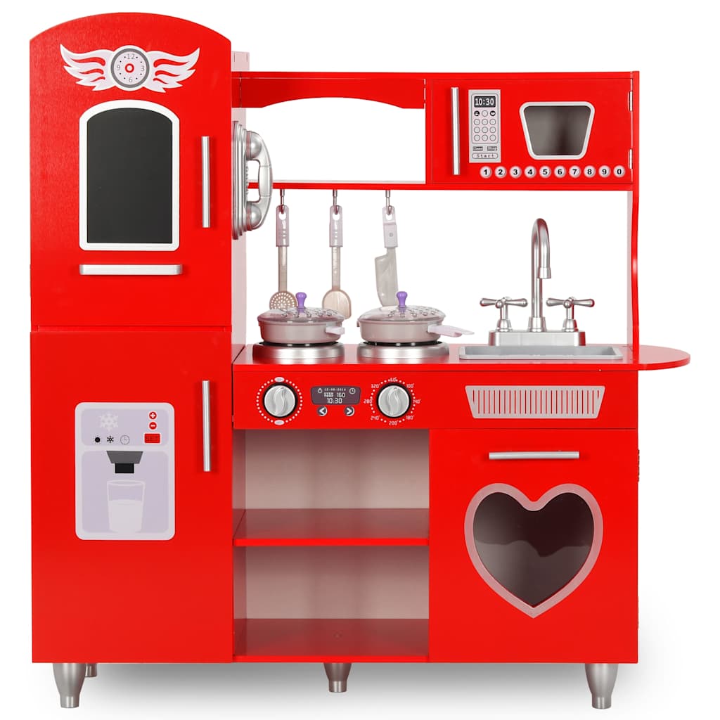 Cozinha de brincar para crianças MDF 84x31x89 cm vermelho
