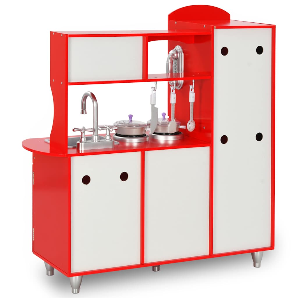 Cozinha de brincar para crianças MDF 84x31x89 cm vermelho