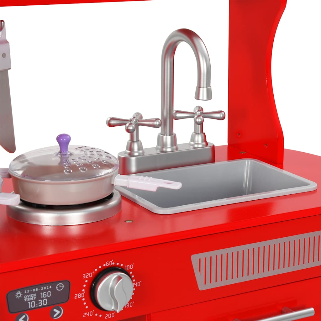 Cozinha de brincar para crianças MDF 84x31x89 cm vermelho