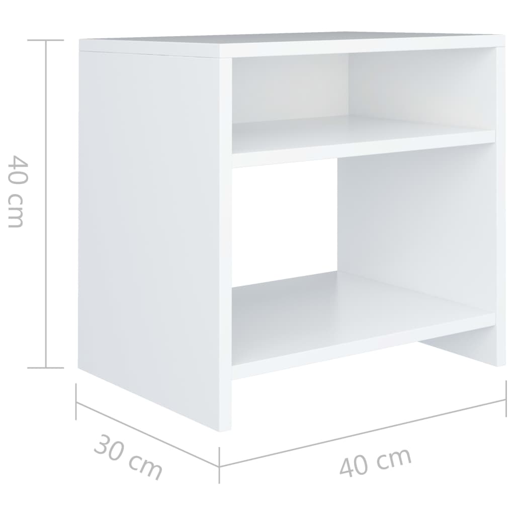Mesas de cabeceira 2 pcs 40x30x40cm derivados de madeira branco