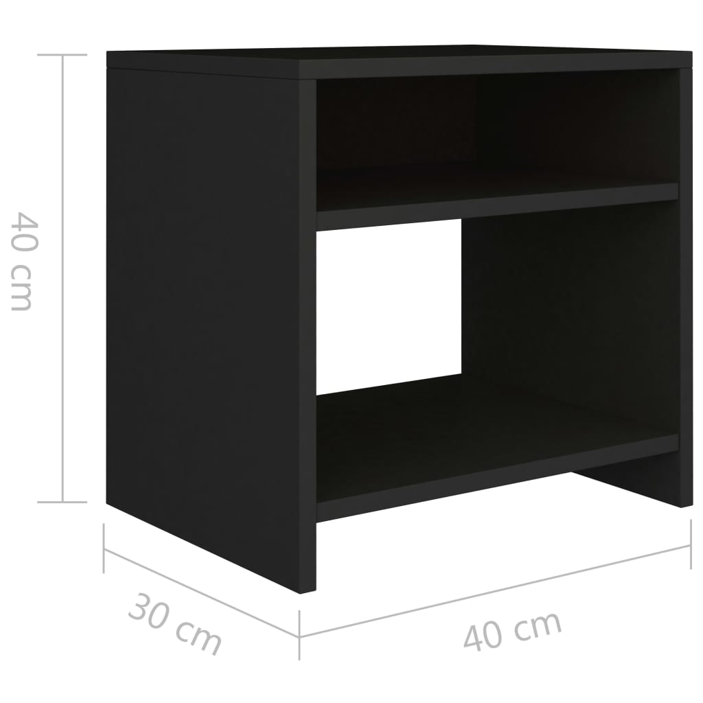 Mesas de cabeceira 2 pcs 40x30x40 cm derivados de madeira preto