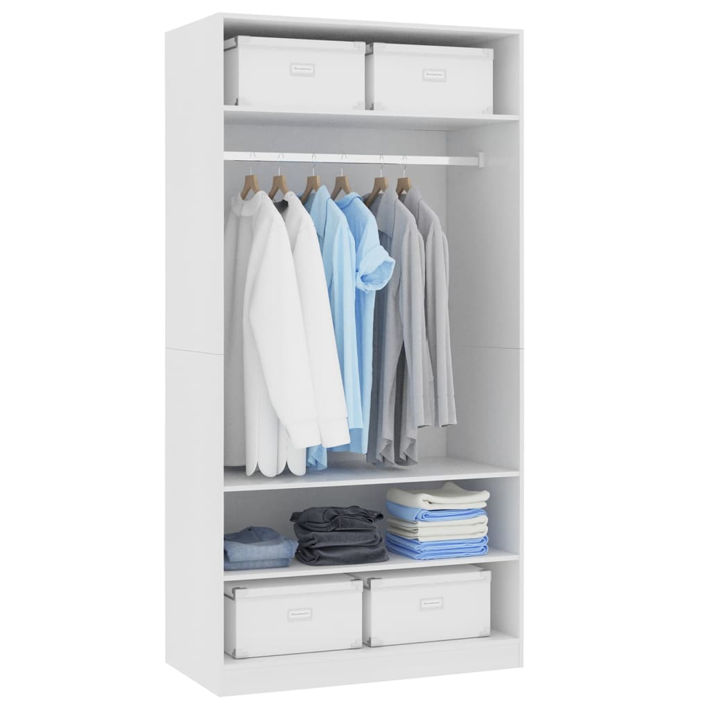 Roupeiro 100x50x200 cm derivados de madeira branco