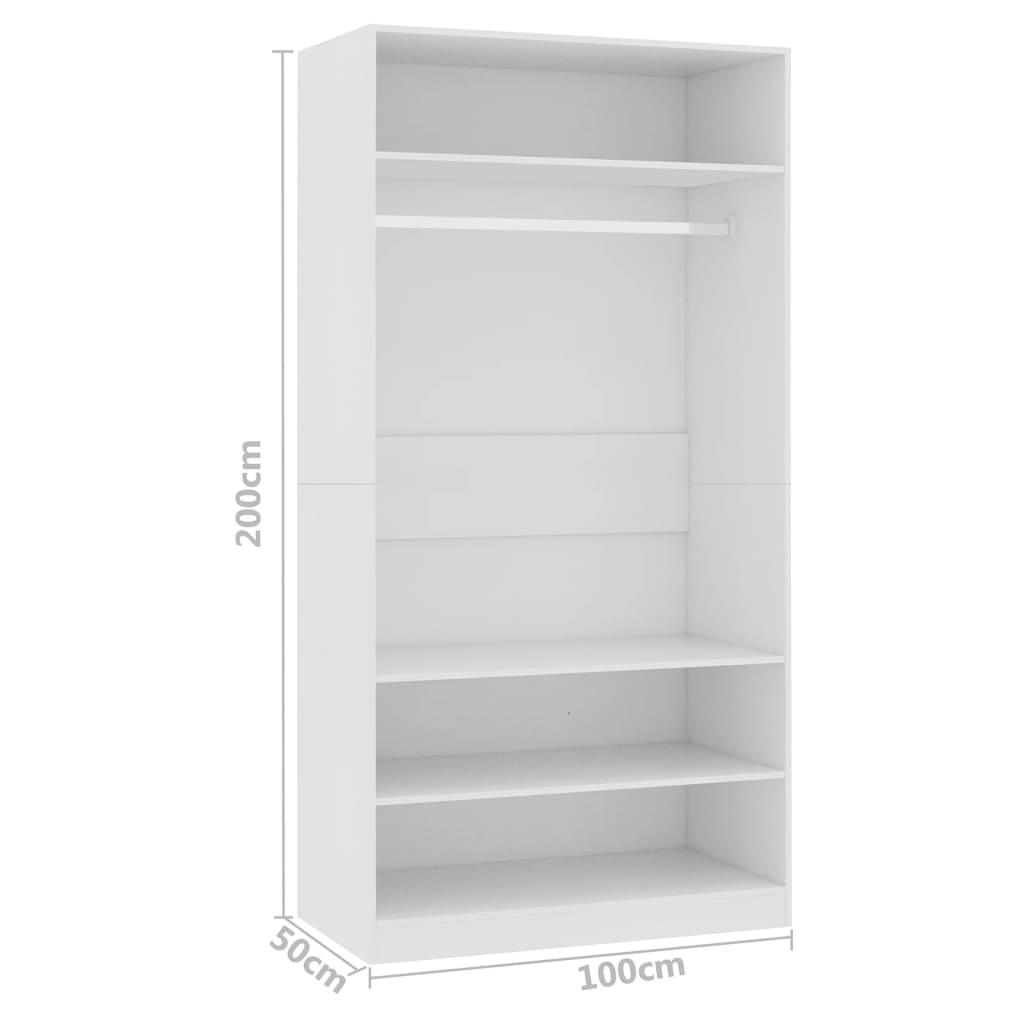 Roupeiro 100x50x200 cm derivados de madeira branco