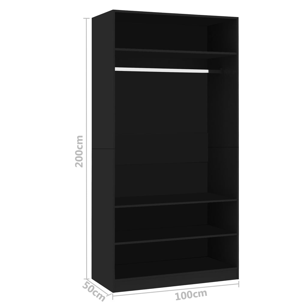 Roupeiro 100x50x200 cm derivados de madeira preto