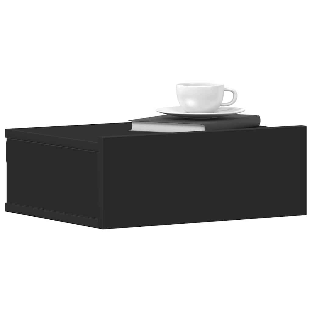 Mesa de cabeceira suspensa 2 pcs derivados de madeira preto