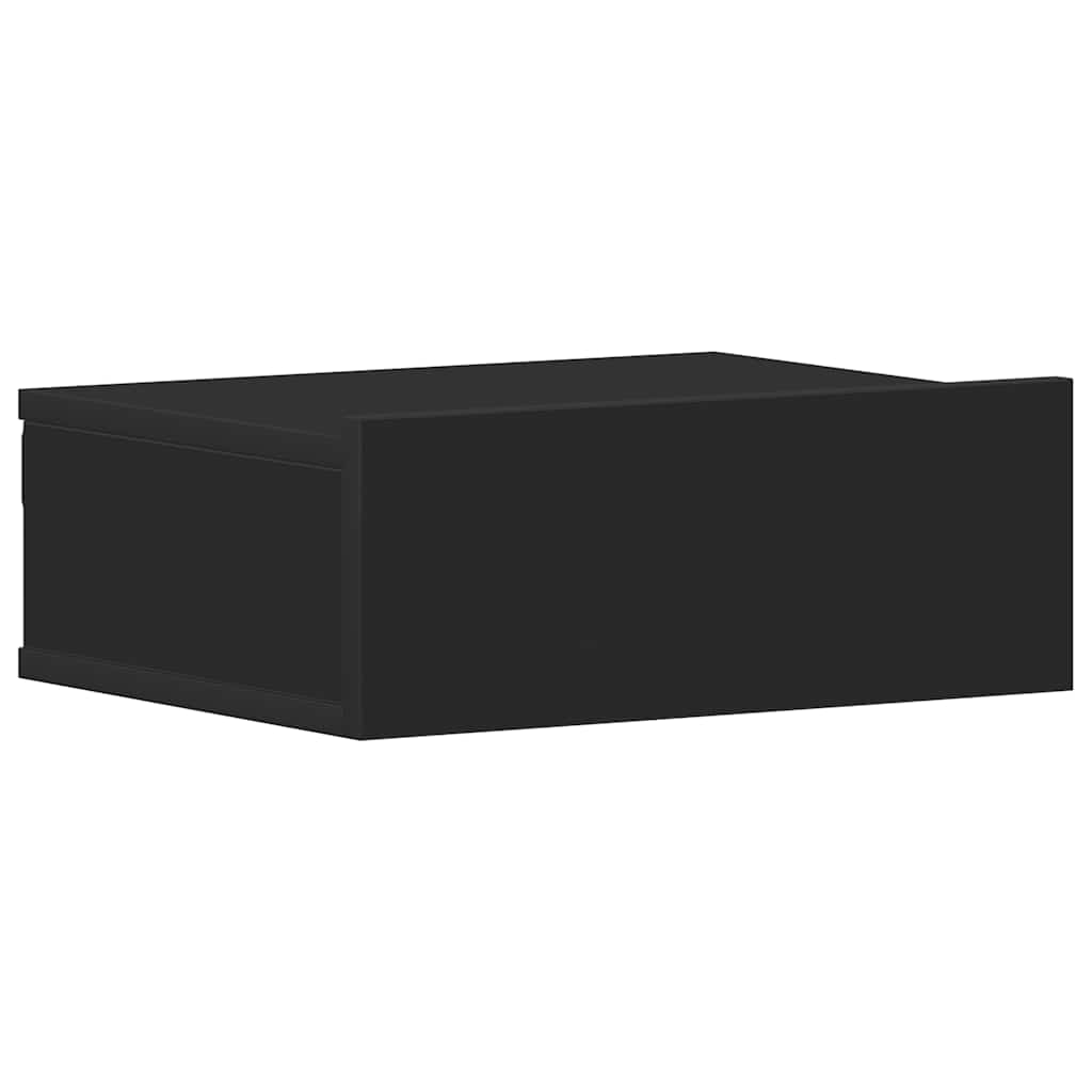 Mesa de cabeceira suspensa 2 pcs derivados de madeira preto
