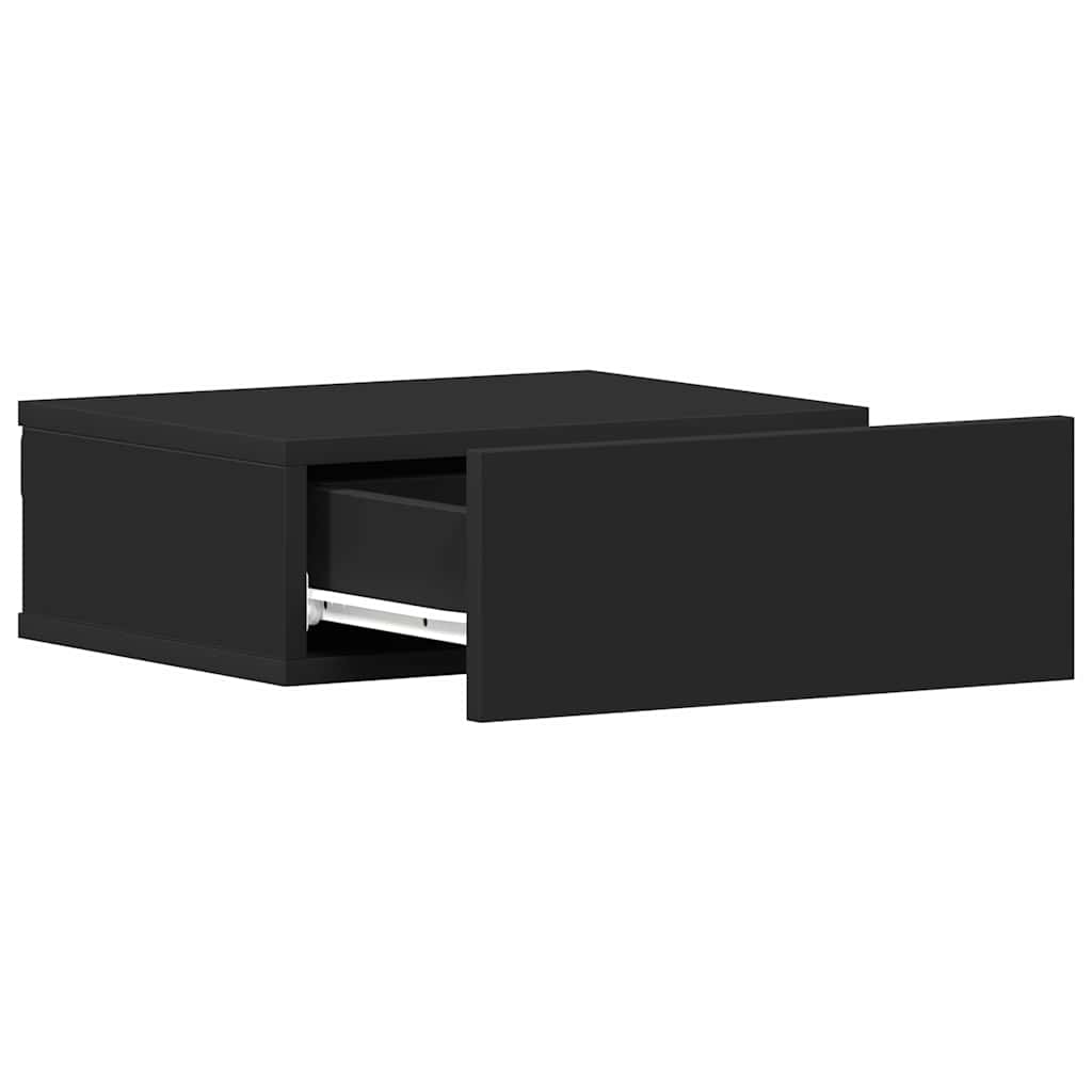 Mesa de cabeceira suspensa 2 pcs derivados de madeira preto