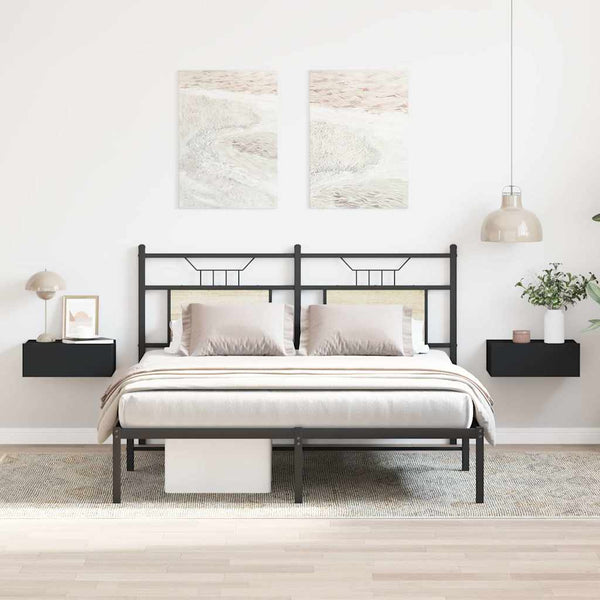 Mesa de cabeceira suspensa 2 pcs derivados de madeira preto