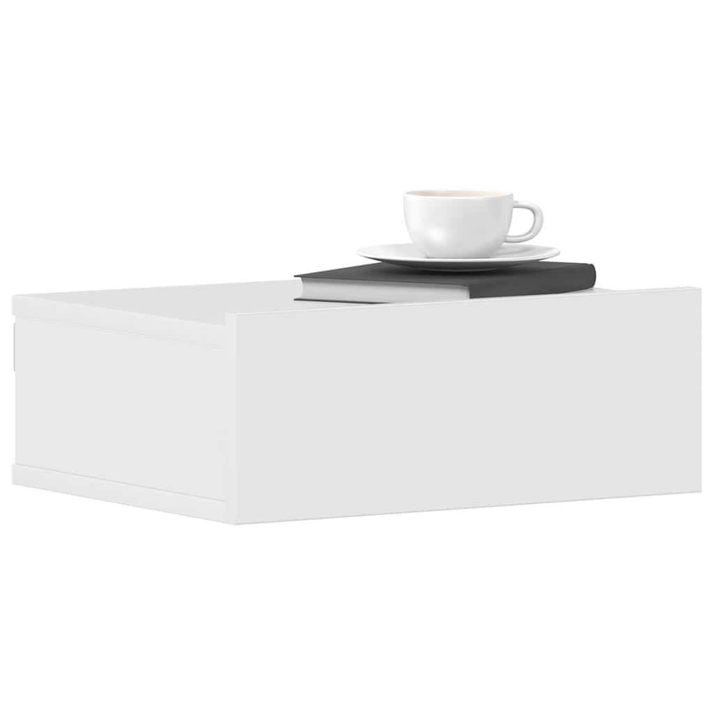 Mesas de cabeceira suspensas 2 pcs 40x30x15 cm branco brilhante