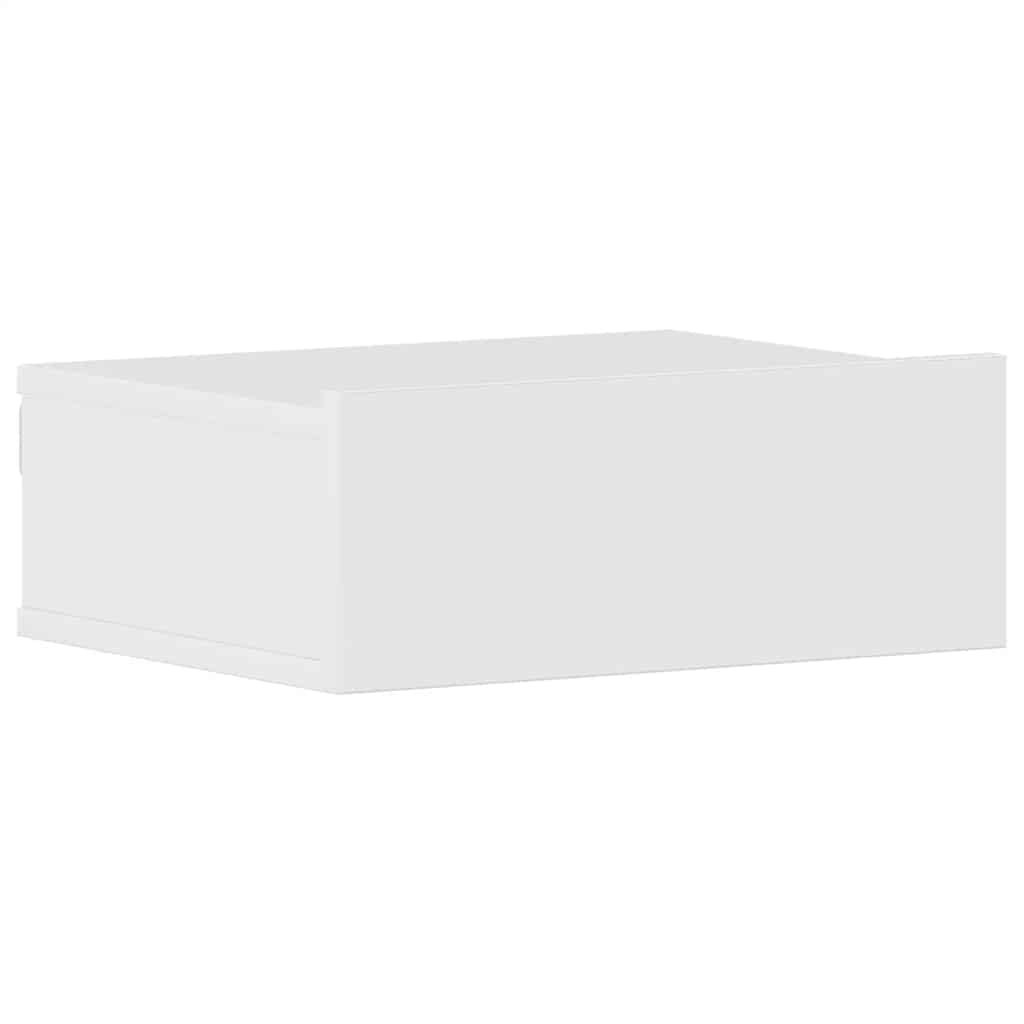 Mesas de cabeceira suspensas 2 pcs 40x30x15 cm branco brilhante