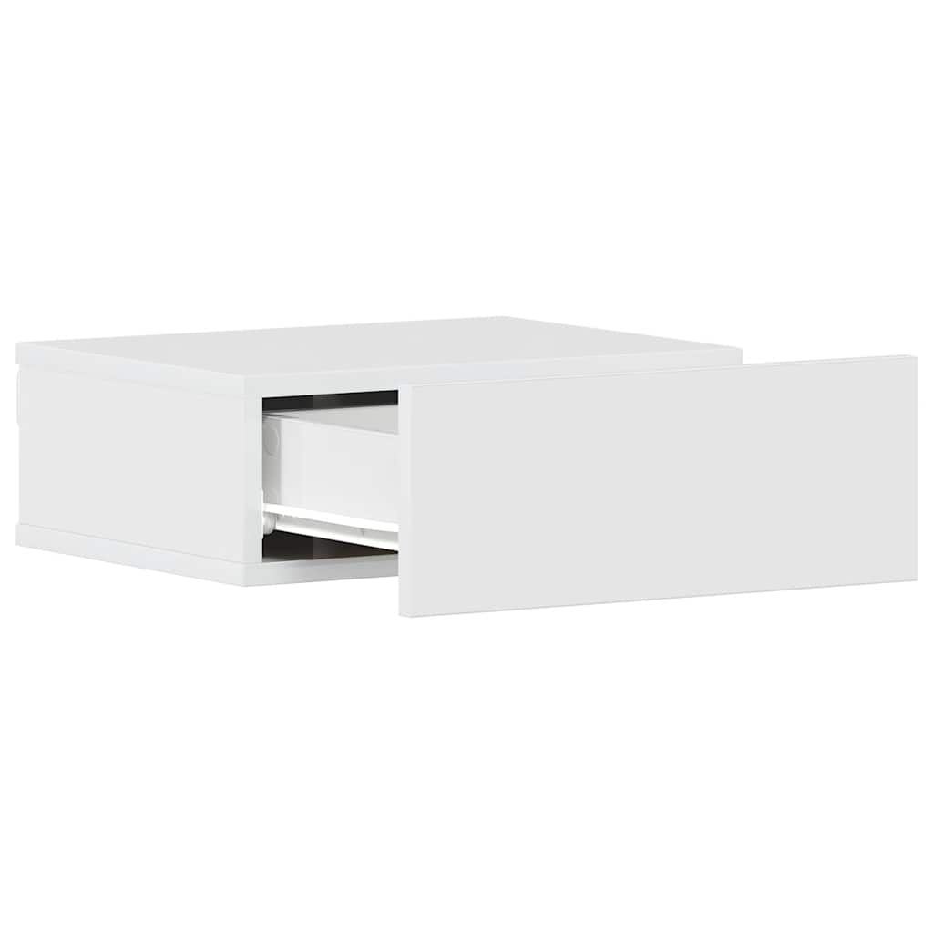Mesas de cabeceira suspensas 2 pcs 40x30x15 cm branco brilhante