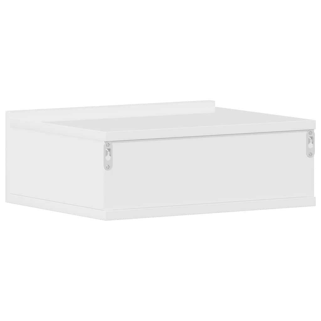 Mesas de cabeceira suspensas 2 pcs 40x30x15 cm branco brilhante
