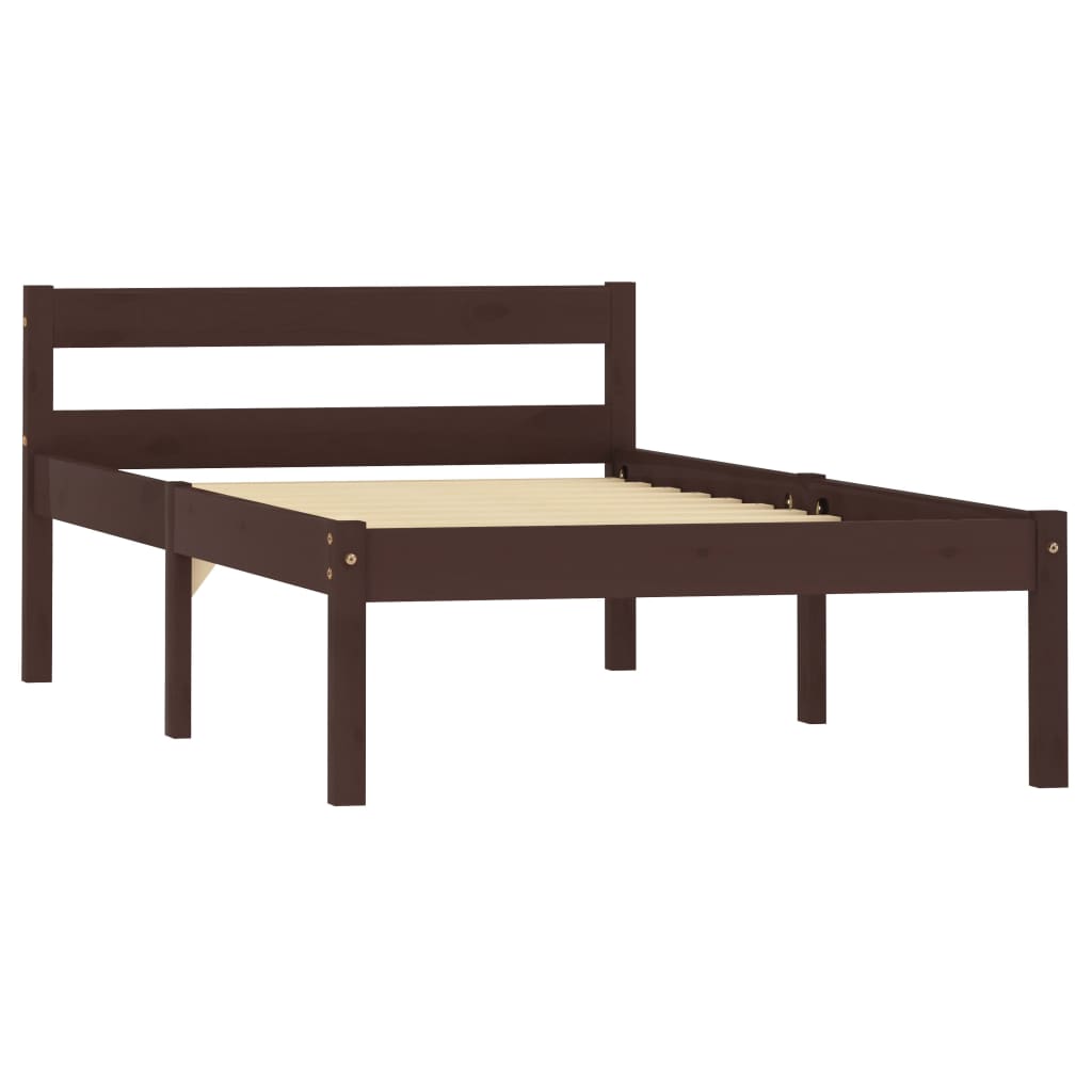 Estrutura de cama 100x200 cm pinho maciço castanho-escuro