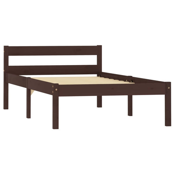 Estrutura de cama 100x200 cm pinho maciço castanho-escuro