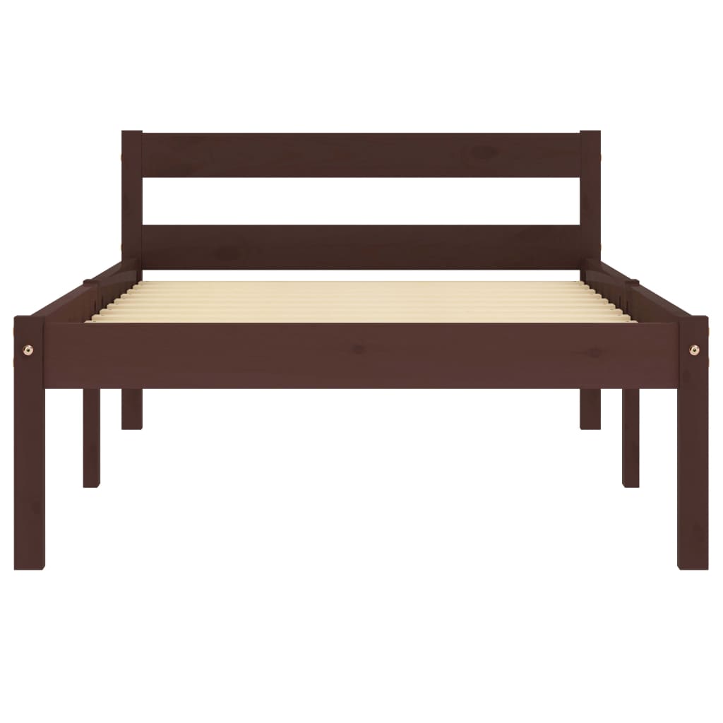 Estrutura de cama 100x200 cm pinho maciço castanho-escuro