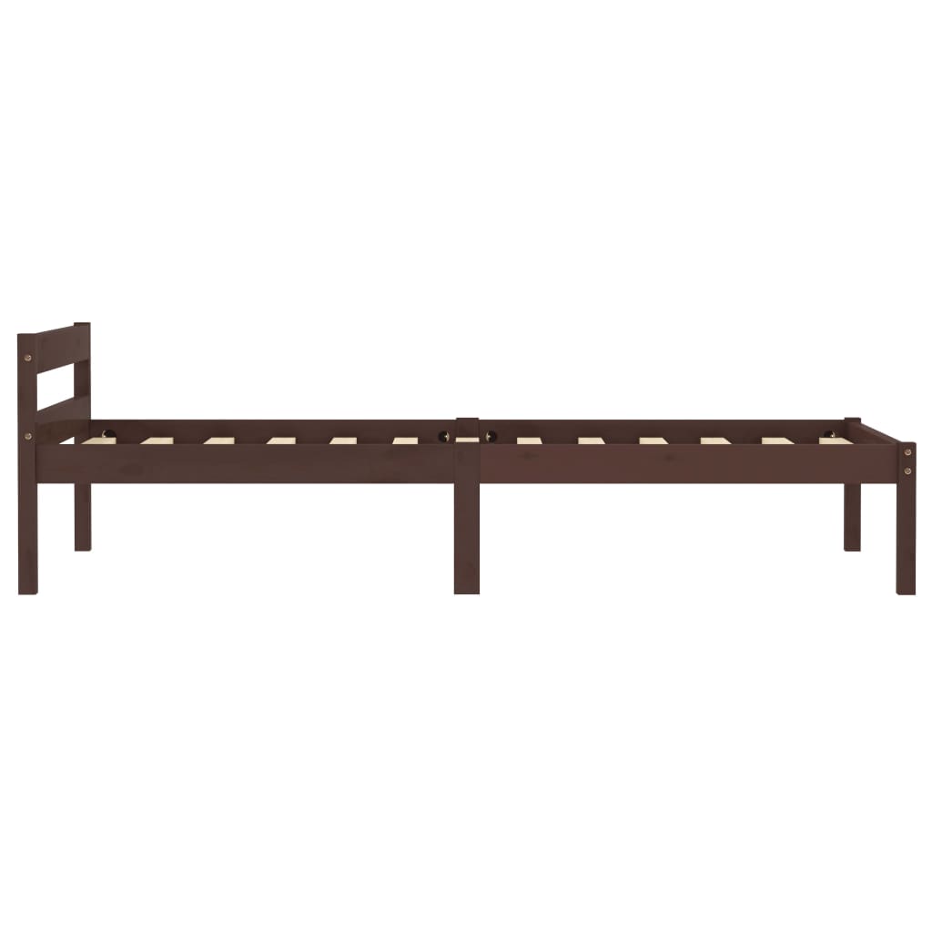 Estrutura de cama 100x200 cm pinho maciço castanho-escuro
