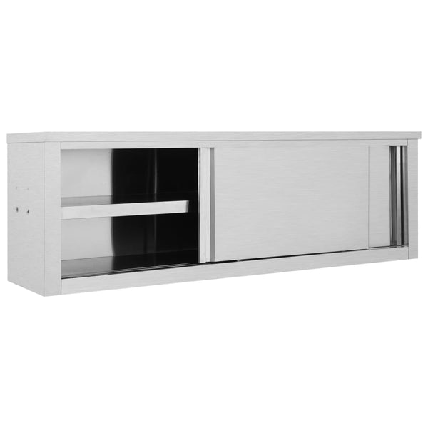 Móvel parede cozinha portas correr 150x40x50 cm aço inoxidável