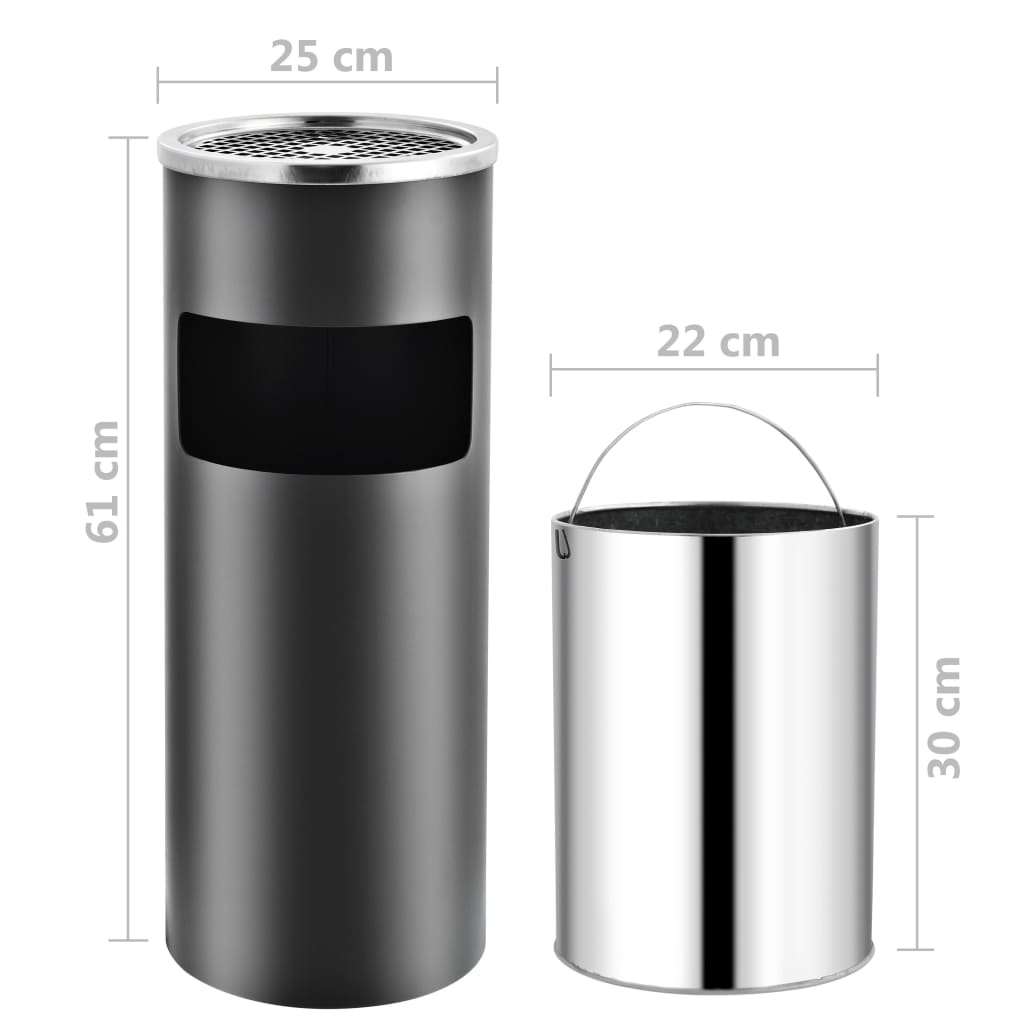 Caixote do lixo com cinzeiro para hotel 30 L aço cinzento