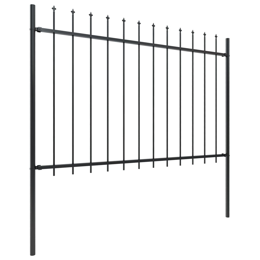 Cerca de jardim com topo em forma de lança em aço 537x120 cm, preta