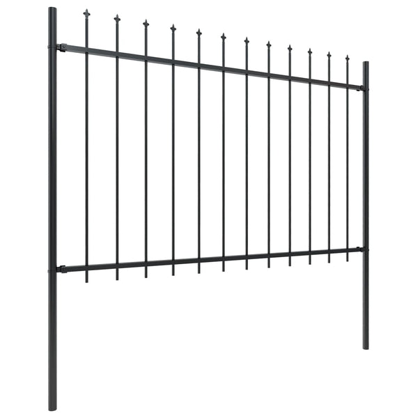 Cerca de jardim com topo em forma de lança em aço 537x120 cm, preta