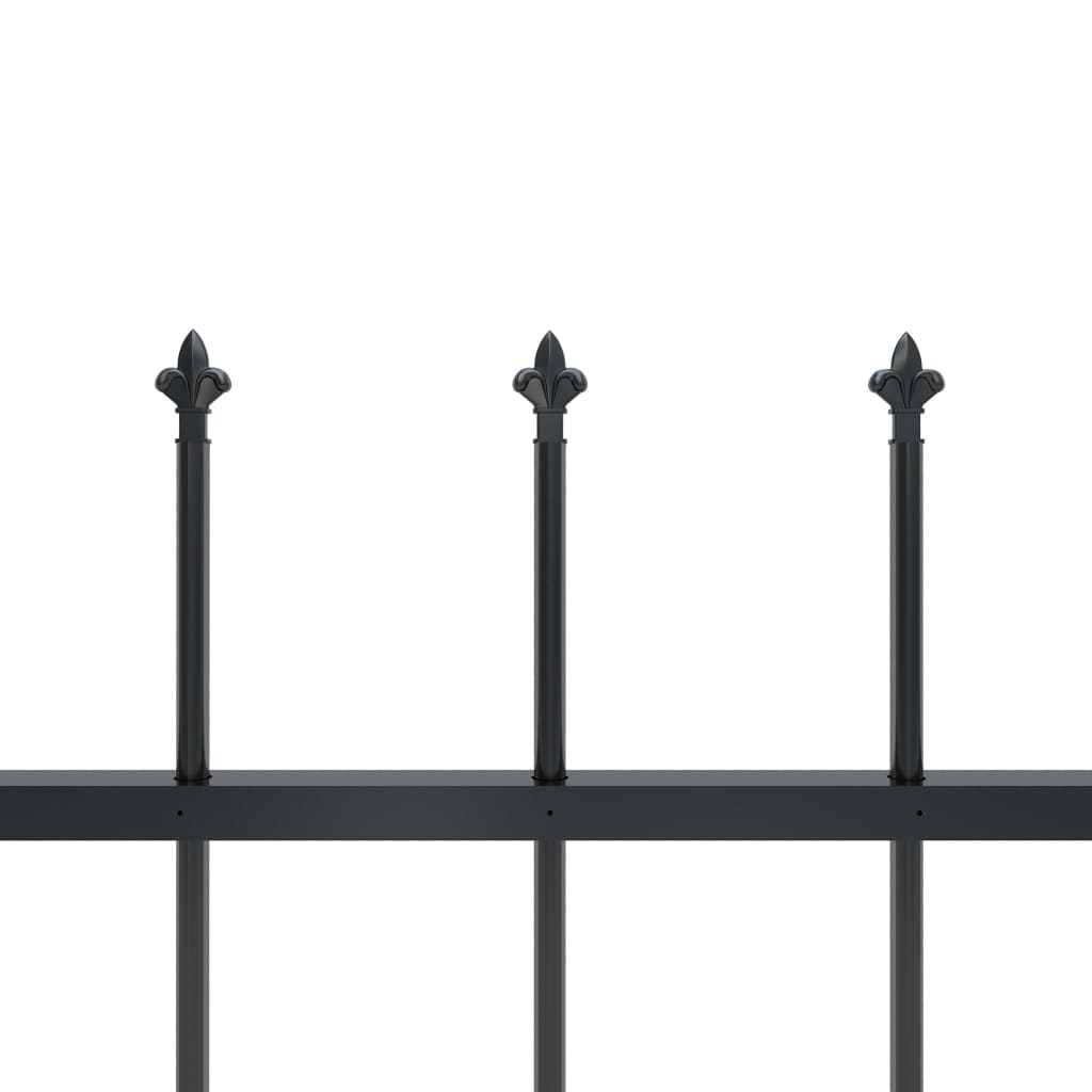 Cerca de jardim com topo em forma de lança em aço 537x120 cm, preta