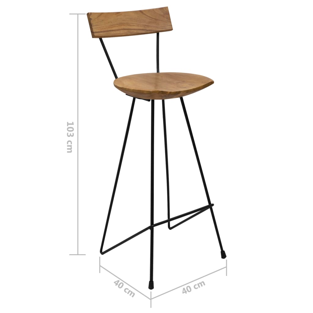 Bancos de bar 2 pcs madeira de teca maciça