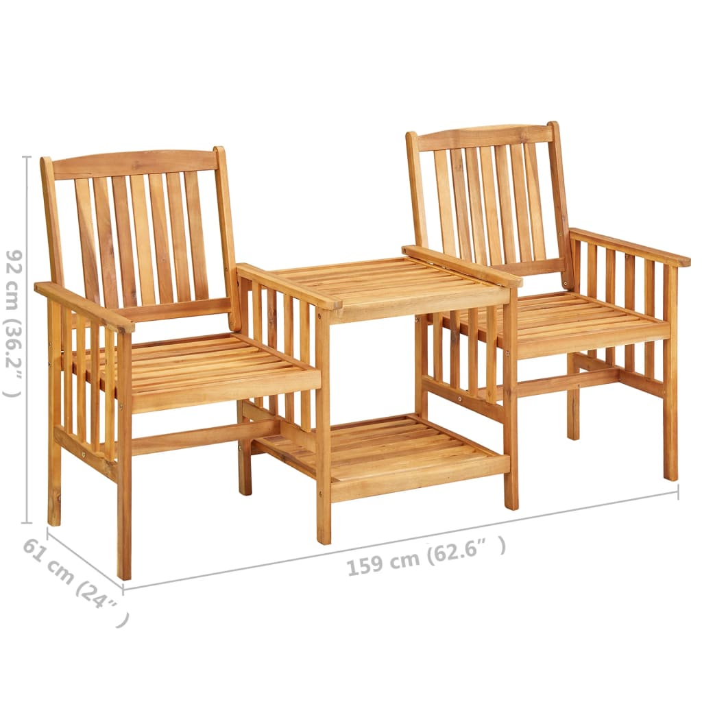 Cadeiras de jardim c/ mesa de centro 159x61x92 cm acácia maciça