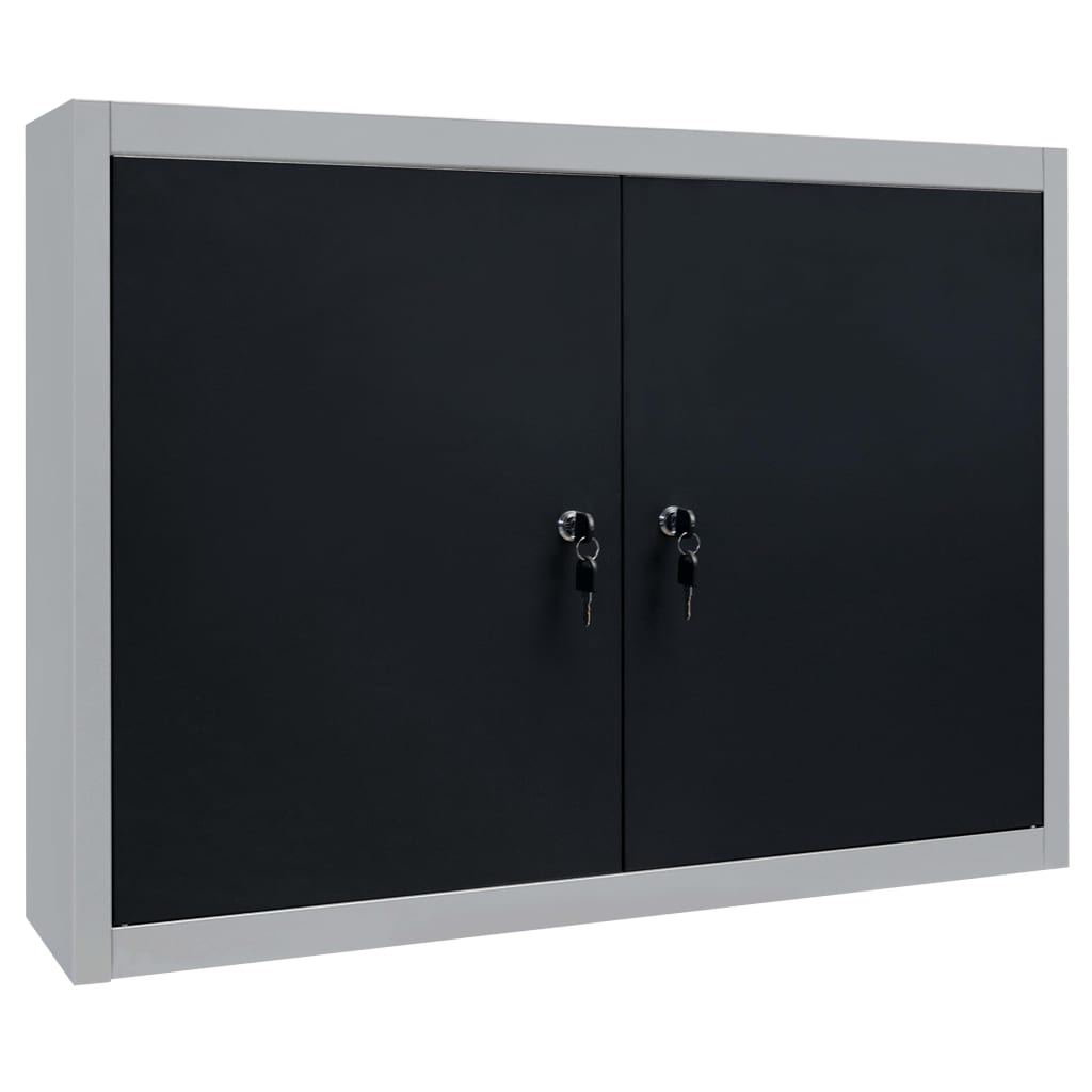 Armário ferramentas parede industrial metal cinzento e preto