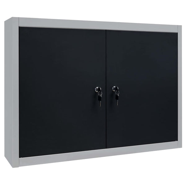 Armário ferramentas parede industrial metal cinzento e preto