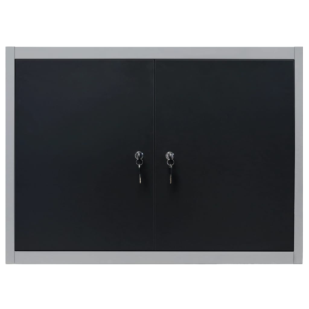 Armário ferramentas parede industrial metal cinzento e preto
