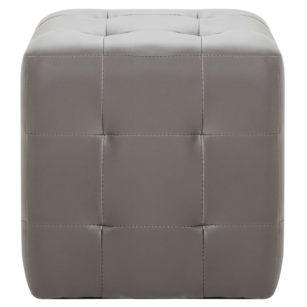 Pufe 2 pcs 30x30x30 cm couro artificial cinzento