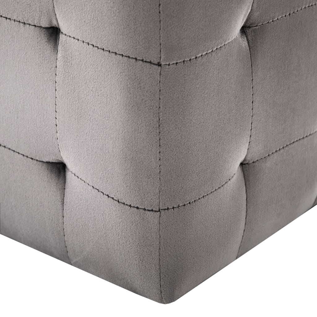 Pufe 2 pcs 30x30x30 cm veludo cinzento